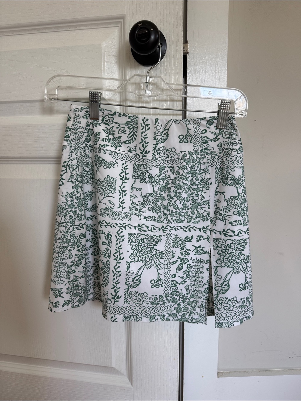 White & Green Floral Print A-Line Golf Skirt Foray Golf